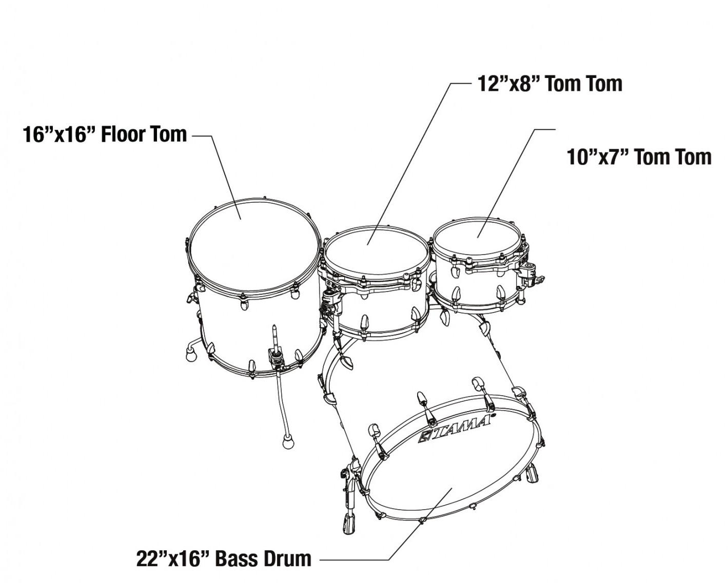 Tama Star Maple 22B/10T/12T/16FT Charcoal Brown Paraiso