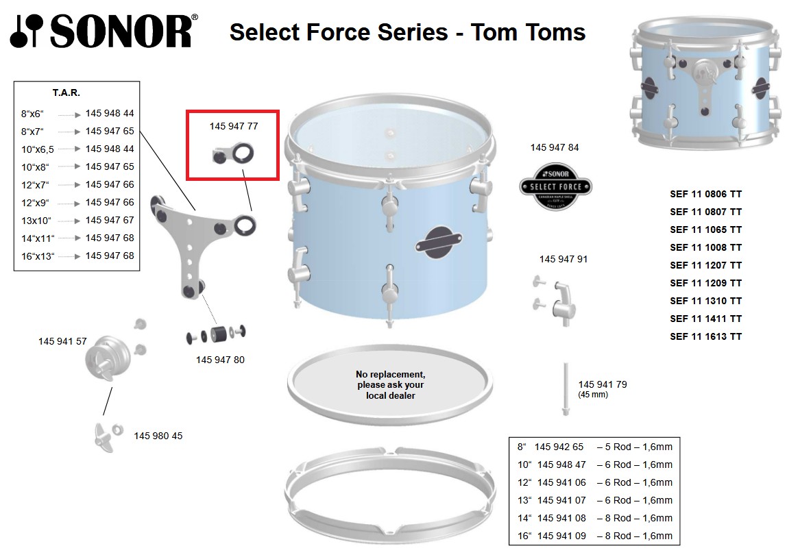 Sonor Parts TAR Winkel Chrome (ESF/SEF/ASC) VE2