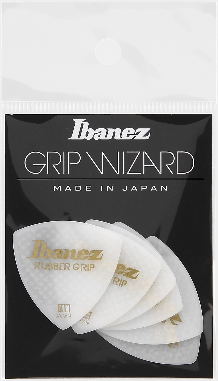 IBANEZ Pick Rubber Grip, White, Thin, 6 Stück