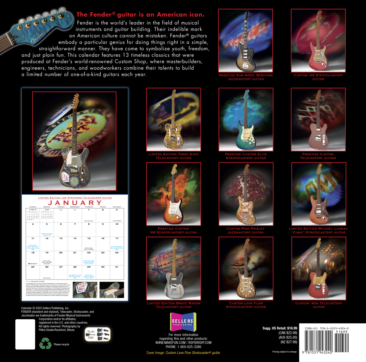 FENDER 2026 CUSTOM SHOP CALENDAR