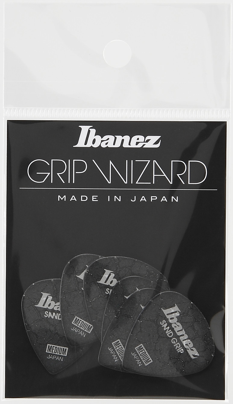 IBANEZ Pick Sand Grip Crack, Black, Medium, 6 Stück