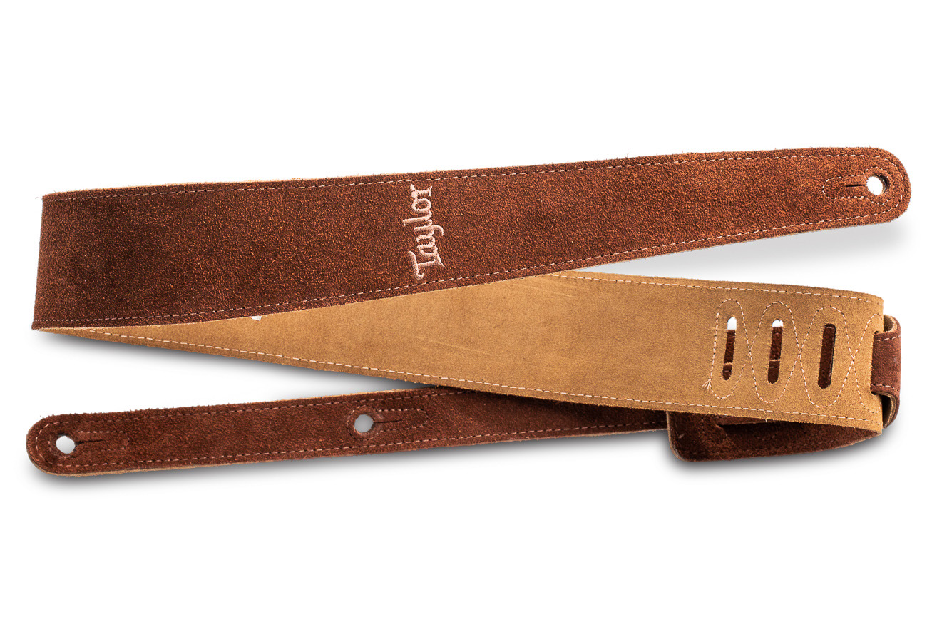 TAYLOR Strap, Embroidered Suede,Choc, 2.5"
