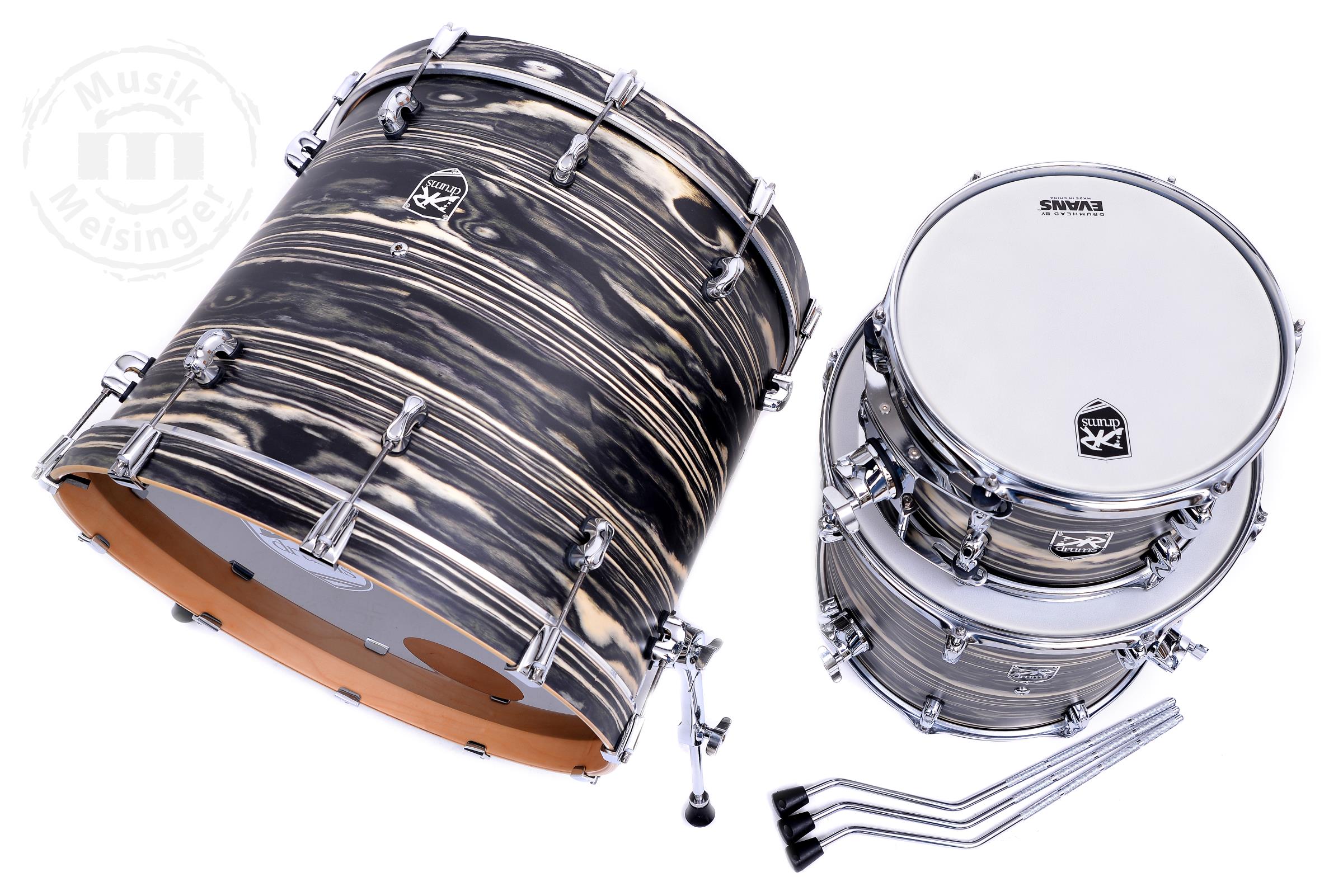 DR Drums Stage Attack 22BD/12TT/16FT Black/White Oyster