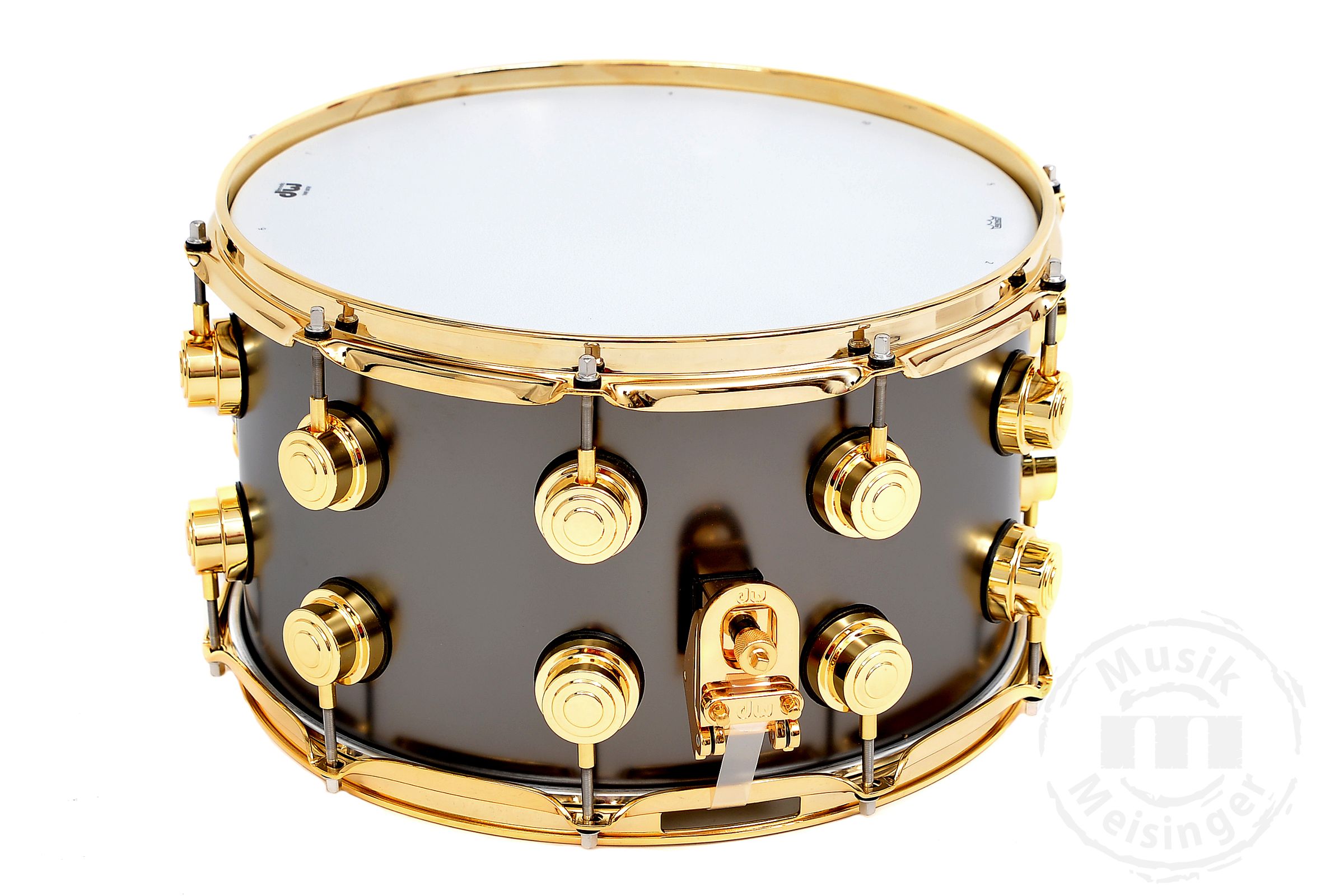 dw Snare 14x8 Satin Black Over Brass (Gold HW)