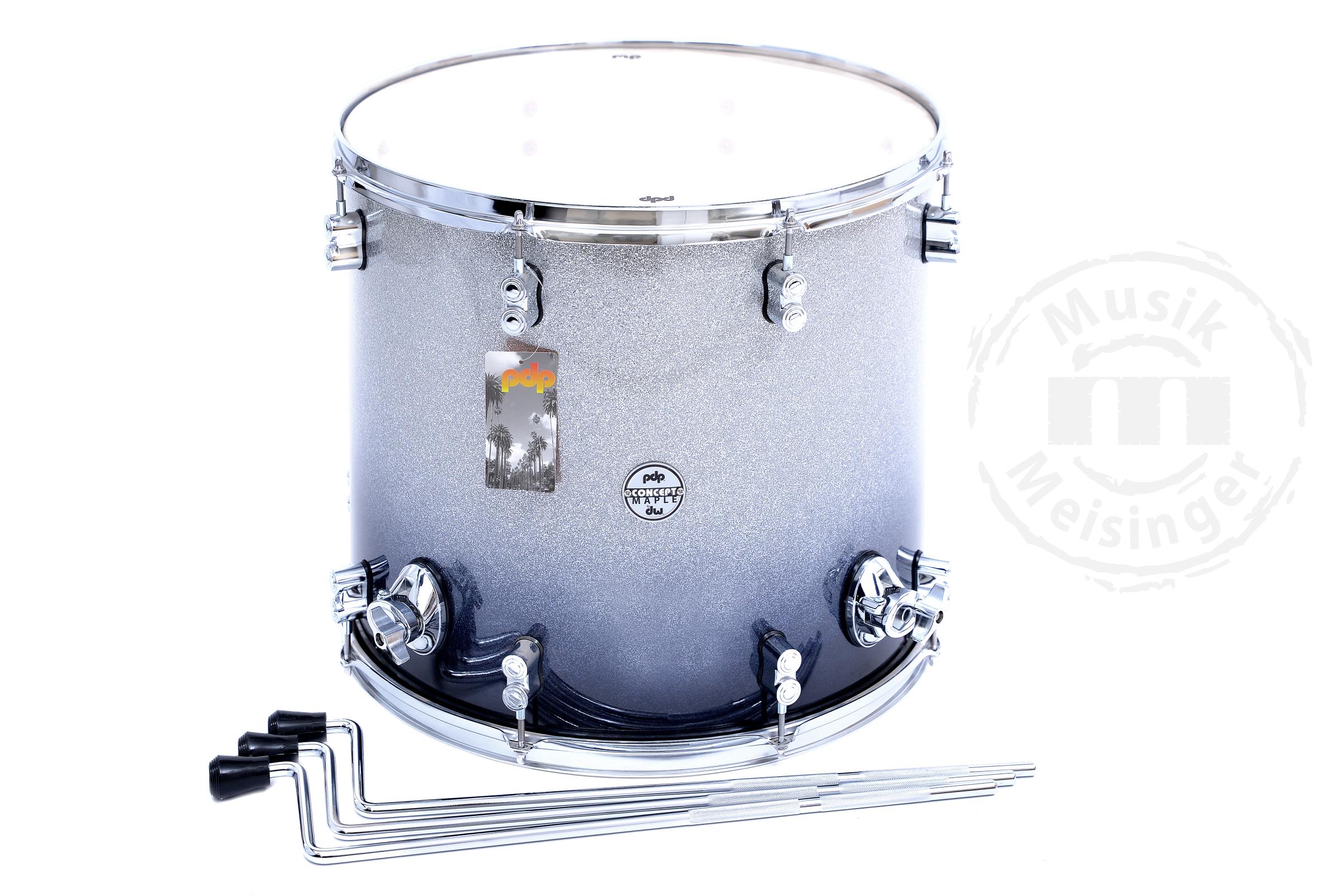 PDP Concept Maple 18x16 FT Silver to Black Sparkle Fade
