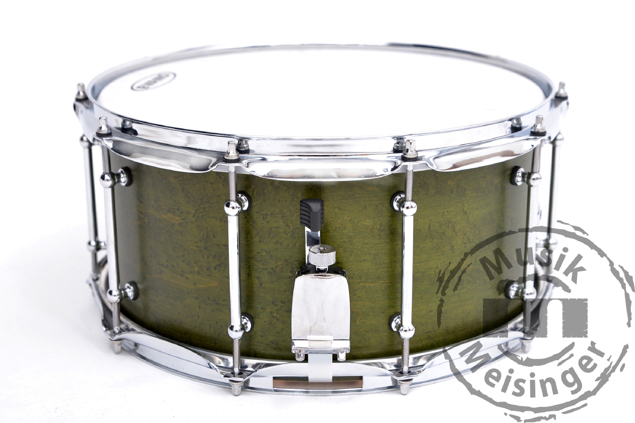 DR Customs Snare 14x7 Green Satin Maple Snare