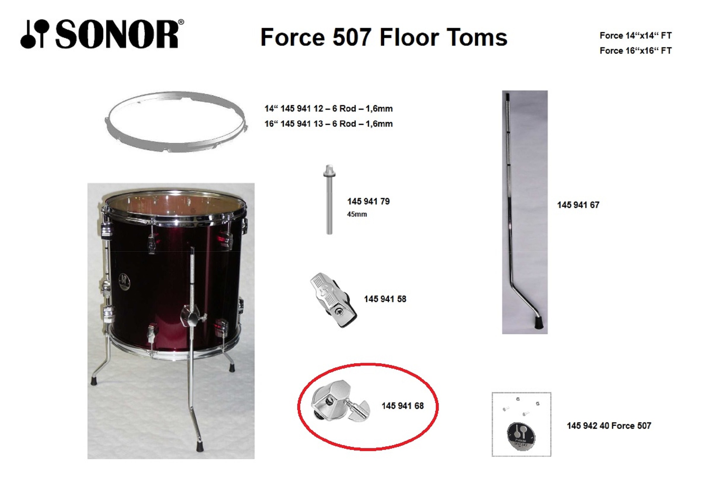 Sonor Parts FT Klemme Chrom komplett (F507)