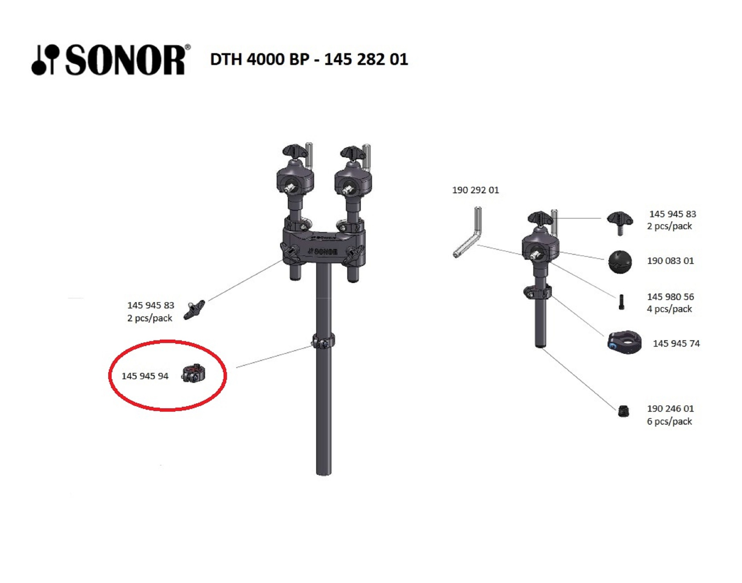 Sonor Parts 2-Seg.-Memo-Clamp 25,4mm black powder (STH/DTH4000)