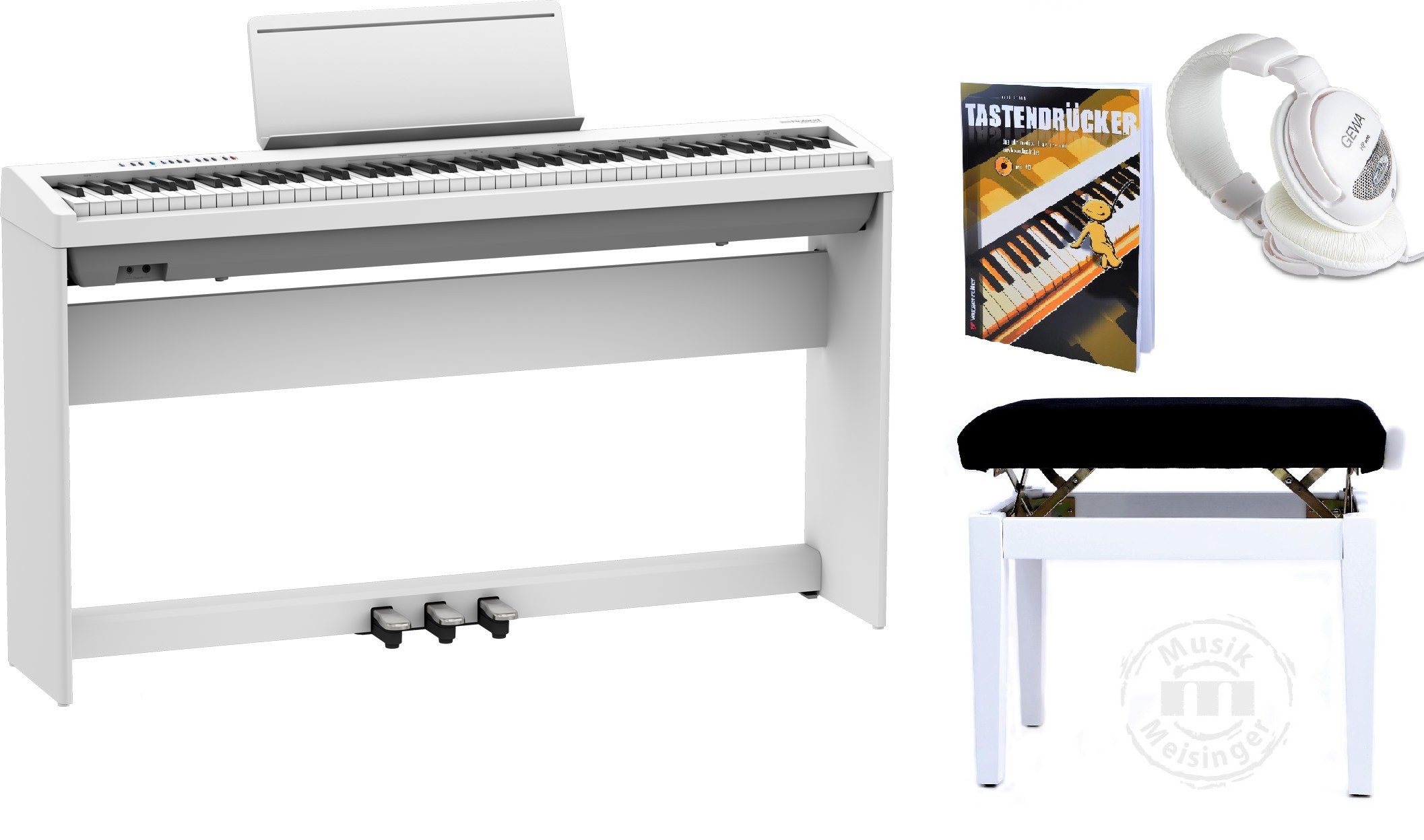 Roland FP-30X-WH Stagepiano Bundle