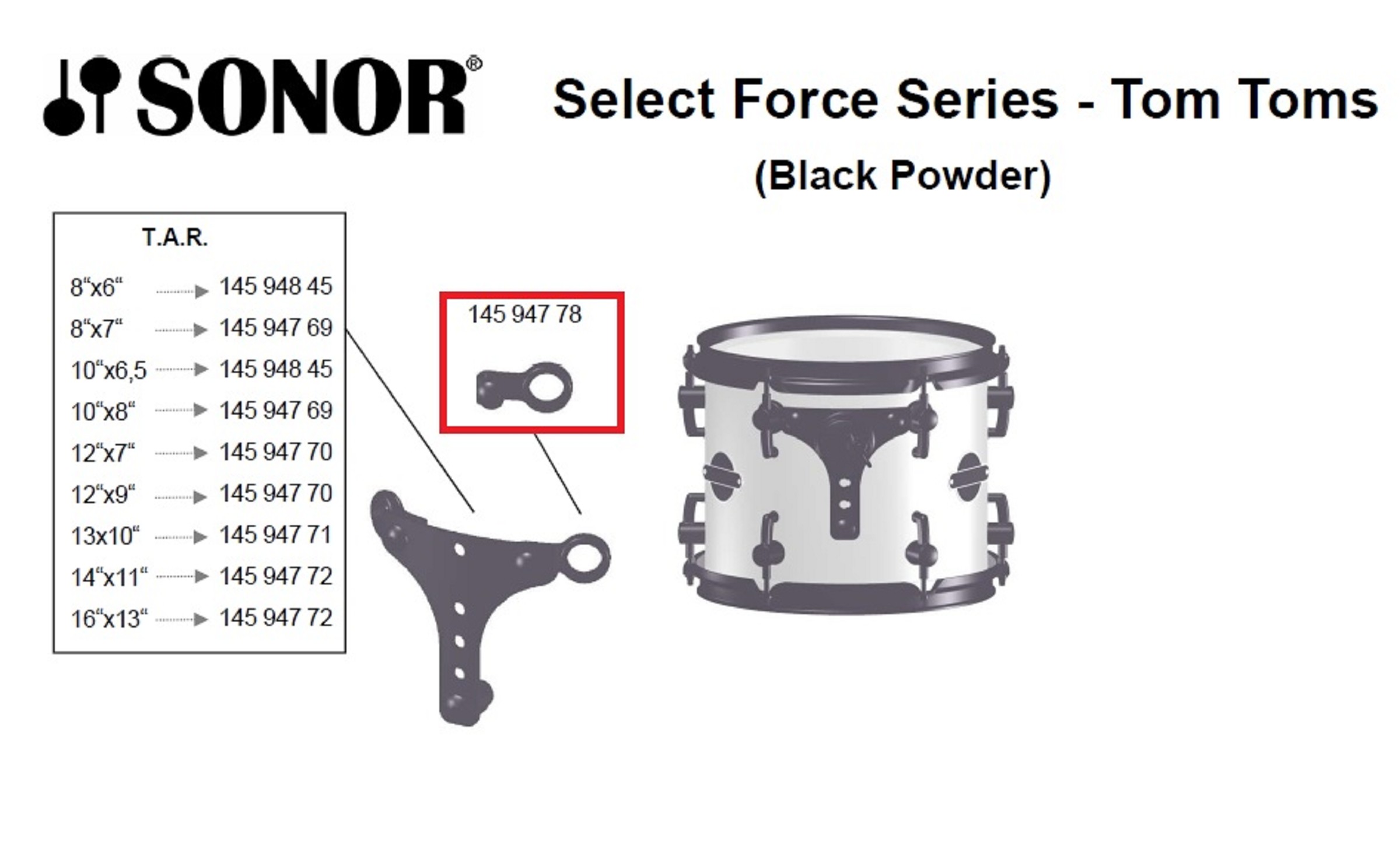 Sonor Parts TAR Winkel black powder (ESF SEF) VE2
