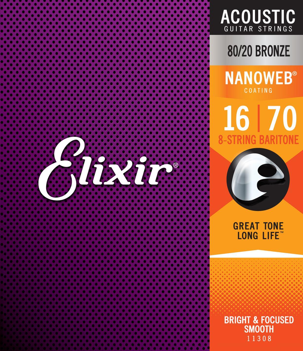 ELIXIR NANOWEB 8-STRING BARITONE 80/20