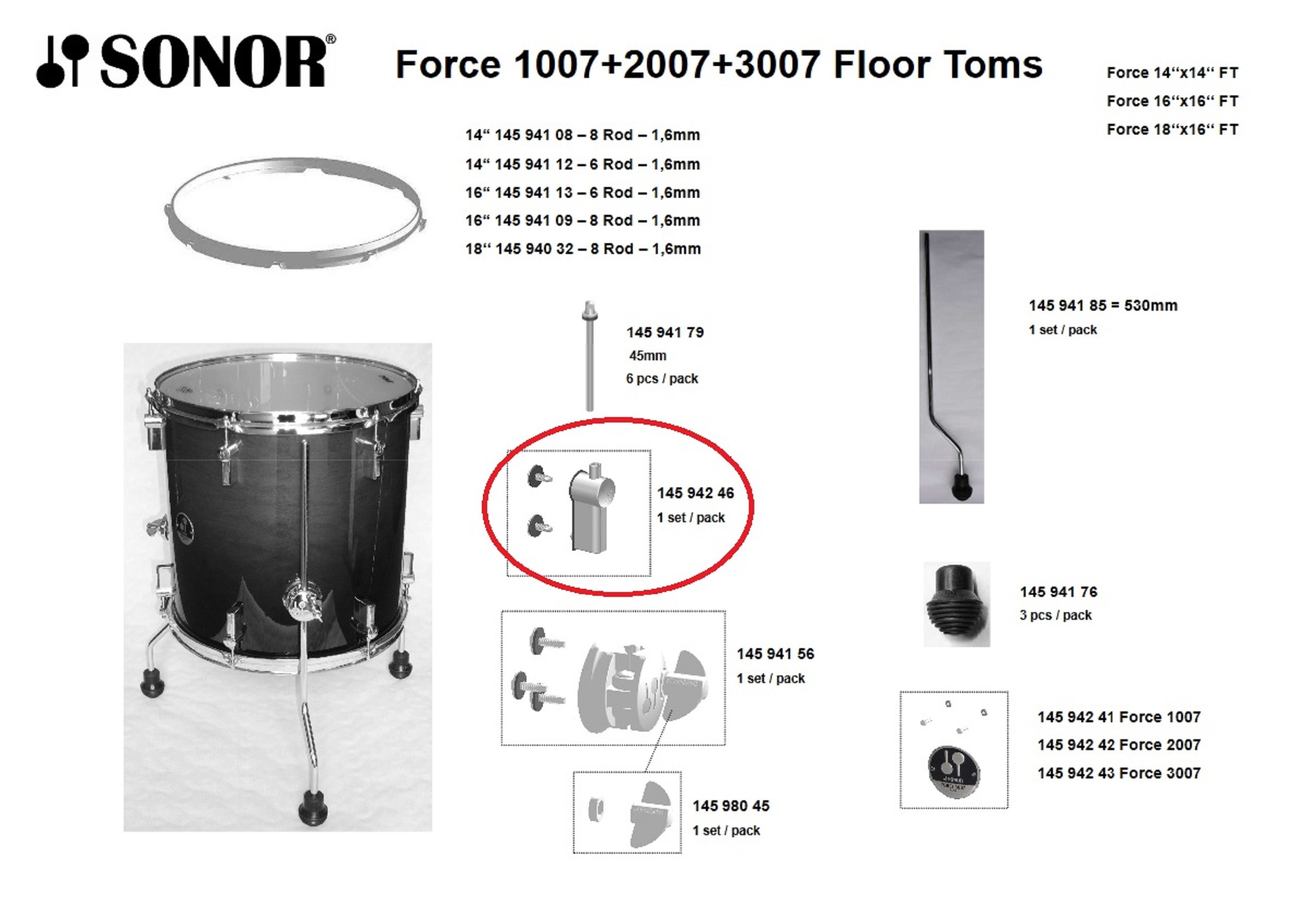 Sonor Parts Böckchen für FT/TT chrom (force 1007/2007/3007)